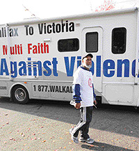 Syed Soharwardy walked through Vancouver nearing the end of this cross-country odyssey which started in Halifax in April. (Rob Kruyt, 24 hours)